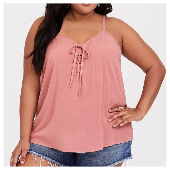 Torrid Pink Sophie Lace-Up Cami - Picture 1 of 7